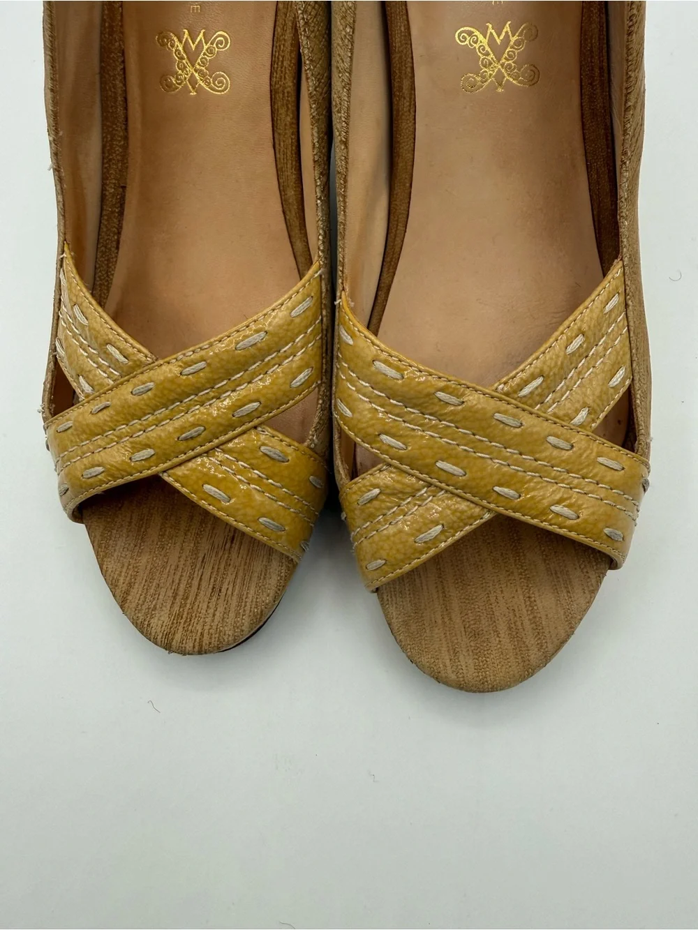RARE MODERN VINTAGE Diva Sand Rockabilly Pinup Wedge Platform Heels Size 38